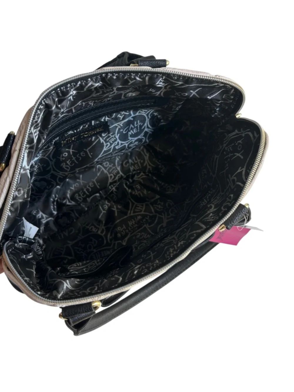 NWT Betsey Johnson Be Mine Dome Satchel Bag Bone & Black BB17000